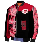 cincinnati reds fire skull red black bomber jacket best selling