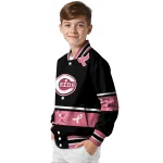 cincinnati reds pink ribbon black pink varsity jacket best selling