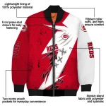 cincinnati reds ripped bolt red white bomber jacket best selling