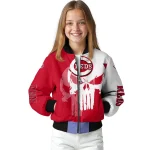 cincinnati reds skull outline red white bomber jacket best selling