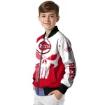 cincinnati reds skull outline red white bomber jacket best selling