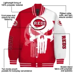 cincinnati reds skull outline red white varsity jacket best selling