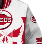 cincinnati reds skull outline red white varsity jacket best selling
