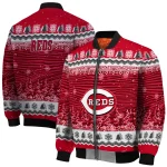 cincinnati reds snowy pines red bomber jacket best selling