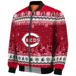 cincinnati reds snowy pines red bomber jacket best selling