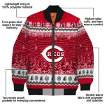 cincinnati reds snowy pines red bomber jacket best selling