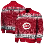 cincinnati reds snowy pines red varsity jacket best selling