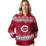 cincinnati reds snowy pines red varsity jacket best selling