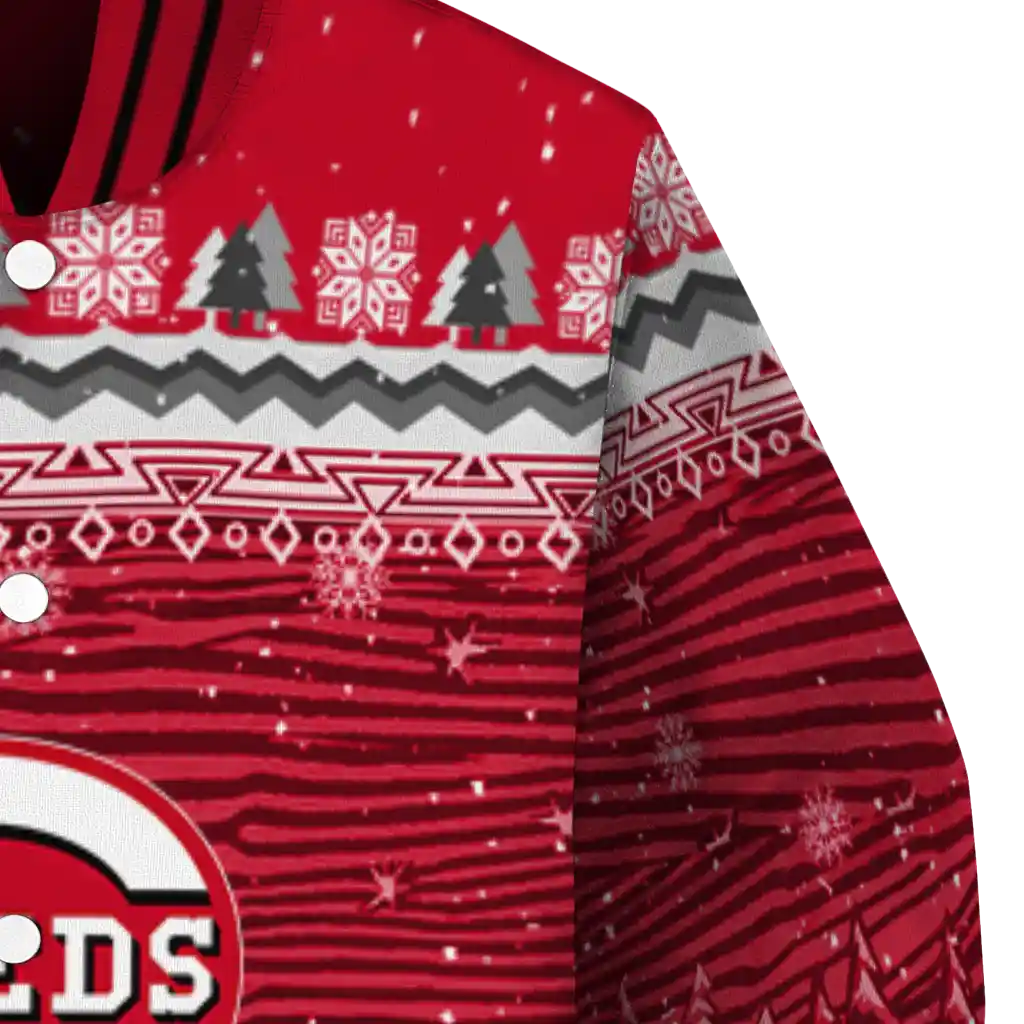 cincinnati reds snowy pines red varsity jacket premium grade cincinnati reds snowy pines red varsity jacket premium grade