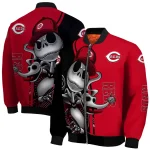 cincinnati reds spooky grin red bomber jacket best selling
