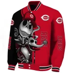 cincinnati reds spooky grin red varsity jacket best selling