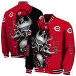 cincinnati reds spooky grin red varsity jacket best selling