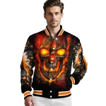 clemson tigers inferno skull orange black varsity jacket best selling