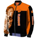 clemson tigers intricate skull orange black bomber jacket best selling