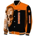 clemson tigers intricate skull orange black varsity jacket best selling