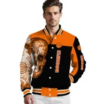 clemson tigers intricate skull orange black varsity jacket best selling