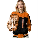 clemson tigers intricate skull orange black varsity jacket best selling