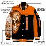 clemson tigers intricate skull orange black varsity jacket best selling