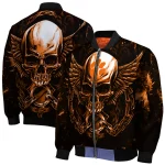 clemson tigers skull bite orange black bomber jacket best selling