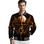 clemson tigers skull bite orange black varsity jacket best selling