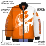 clemson tigers skull outline orange white bomber jacket best selling