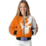 clemson tigers skull outline orange white bomber jacket best selling