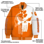clemson tigers skull outline orange white varsity jacket best selling