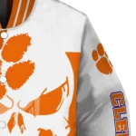 clemson tigers skull outline orange white varsity jacket best selling