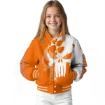 clemson tigers skull outline orange white varsity jacket best selling