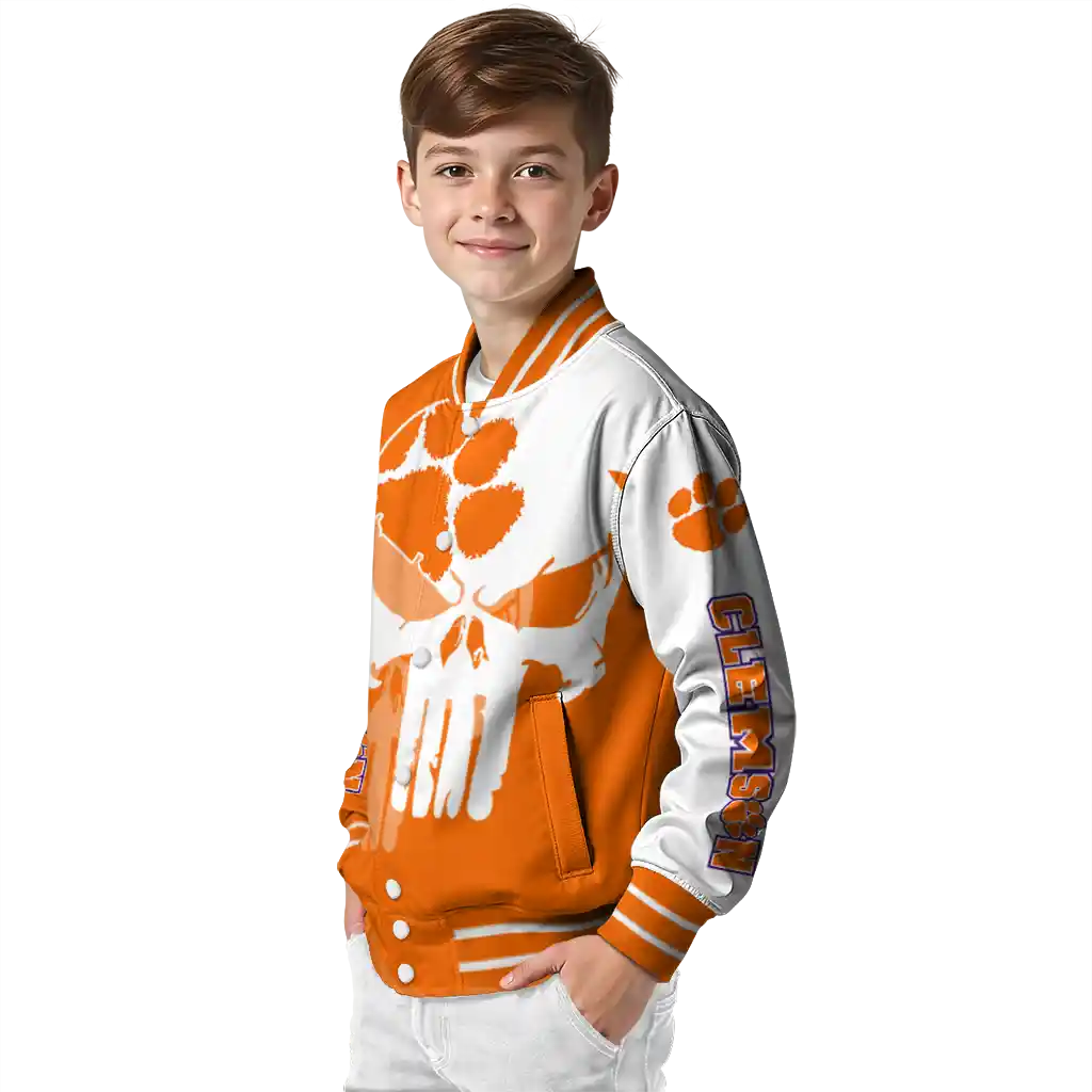 clemson tigers skull outline orange white varsity jacket trendy clemson tigers skull outline orange white varsity jacket trendy