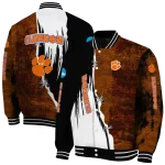 clemson tigers torn texture print orange black varsity jacket best selling