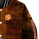 clemson tigers torn texture print orange black varsity jacket best selling