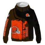 cleveland browns hexagon paint brown black windbreaker jacket best selling