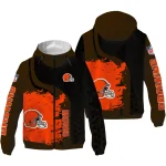 cleveland browns hexagon paint brown black windbreaker jacket best selling