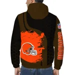 cleveland browns hexagon paint brown black windbreaker jacket best selling