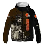 cleveland browns jesus roses brown black windbreaker jacket best selling