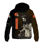 cleveland browns jesus roses brown black windbreaker jacket best selling