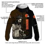 cleveland browns jesus roses brown black windbreaker jacket best selling