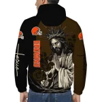 cleveland browns jesus roses brown black windbreaker jacket best selling