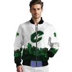 cleveland cavaliers clover pattern print white green bomber jacket best selling