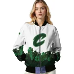 cleveland cavaliers clover pattern print white green bomber jacket best selling