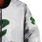 cleveland cavaliers clover pattern print white green bomber jacket best selling