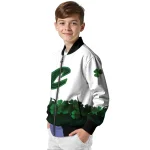cleveland cavaliers clover pattern print white green bomber jacket best selling