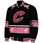 cleveland cavaliers pink ribbon black pink varsity jacket best selling