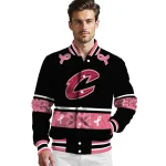 cleveland cavaliers pink ribbon black pink varsity jacket best selling