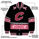cleveland cavaliers pink ribbon black pink varsity jacket best selling