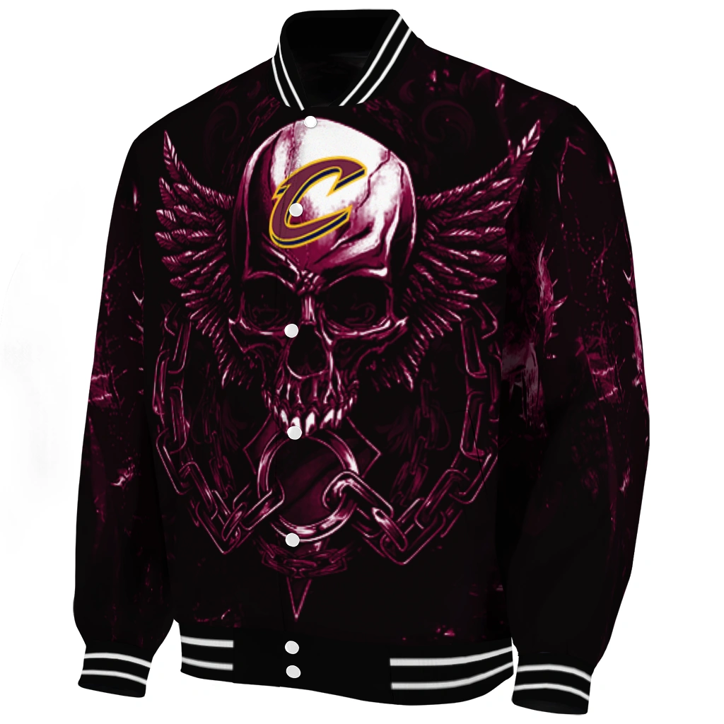 cleveland cavaliers skull bite wine black varsity jacket best selling cleveland cavaliers skull bite wine black varsity jacket best selling