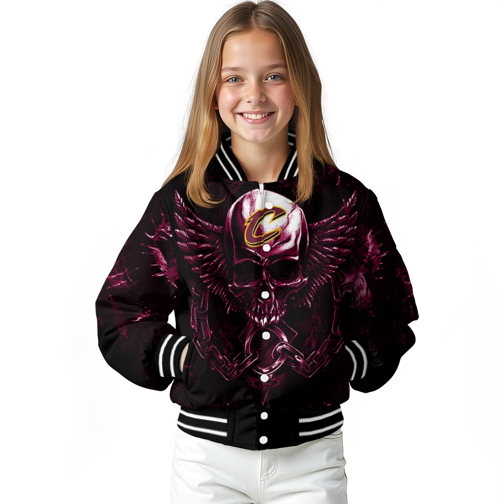 cleveland cavaliers skull bite wine black varsity jacket top rated cleveland cavaliers skull bite wine black varsity jacket top rated