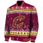 cleveland cavaliers snowy pines wine varsity jacket best selling
