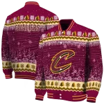 cleveland cavaliers snowy pines wine varsity jacket best selling